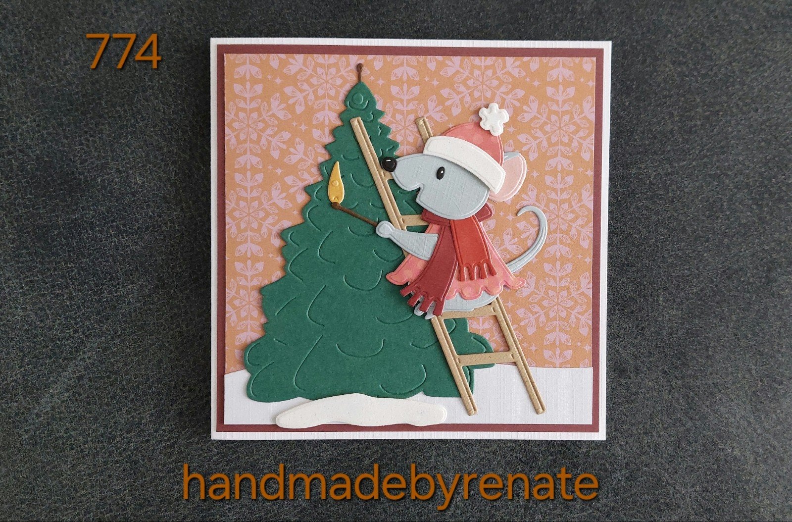 Nr. 774 Handgemaakte kerstkaart kaarsje aansteken, Ophalen of Verzenden, Nieuw, Overige thema's