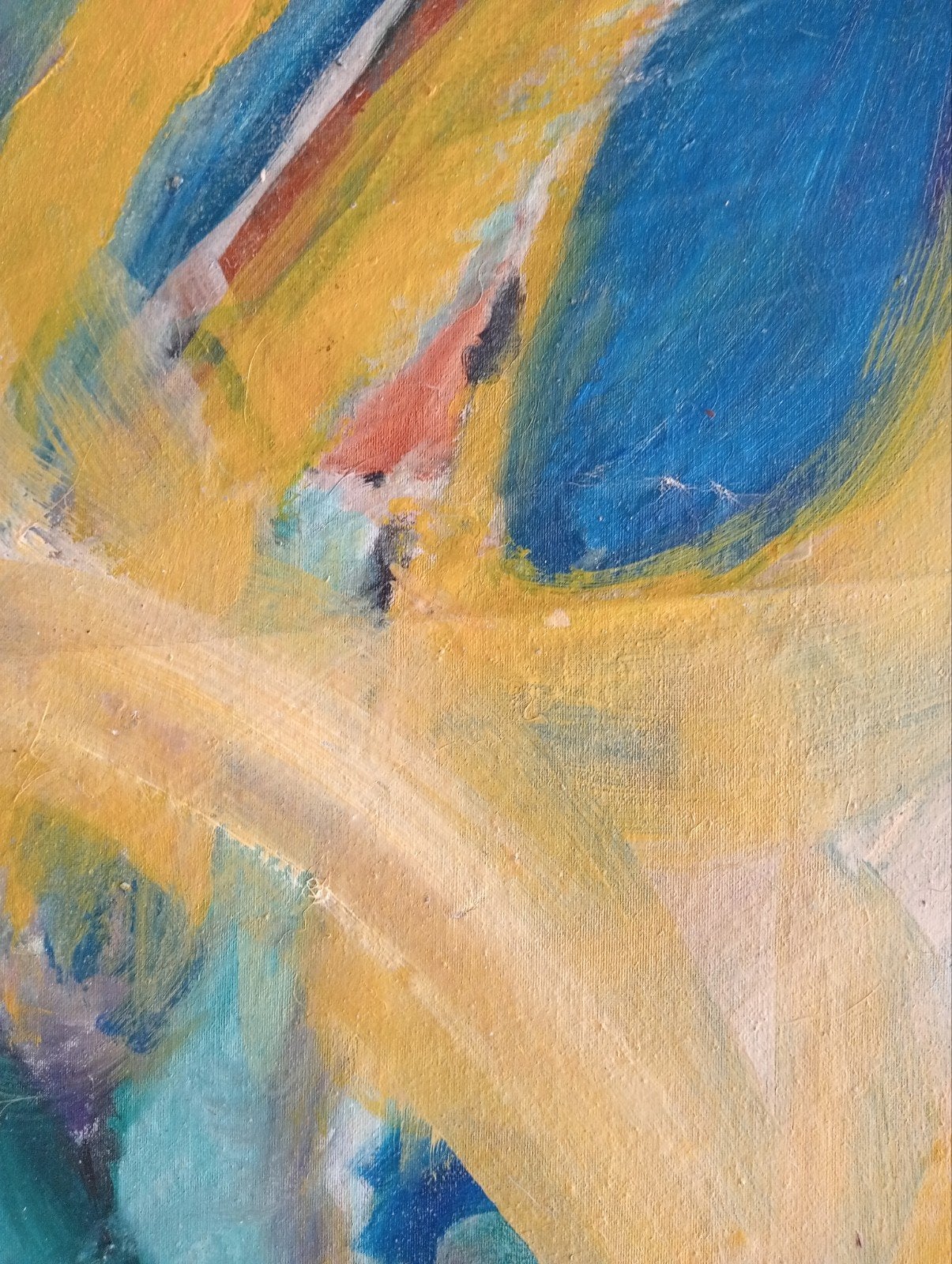 Olieverf op los doek abstracte compositie, Ophalen of Verzenden