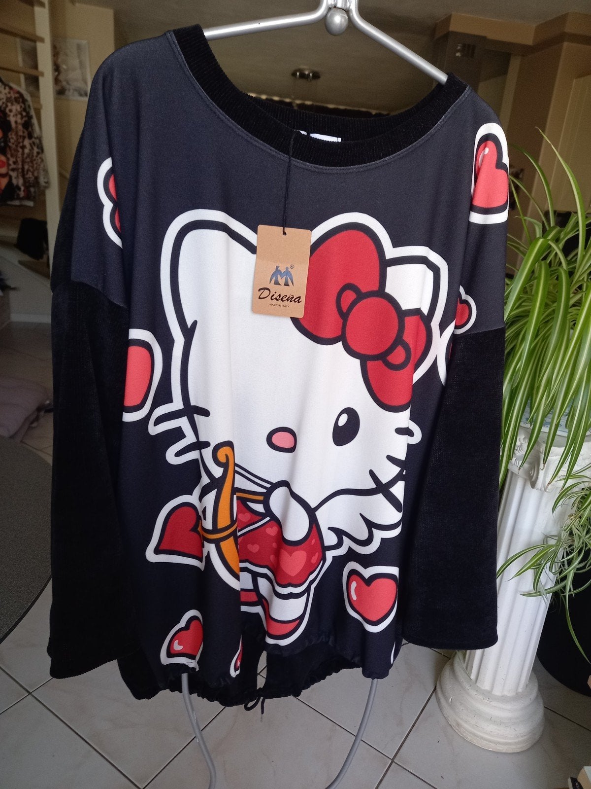 Nieuw Hello Kitty trui met zachte rib en zijde stof, Diseña, Zwart, Maat 42/44 (L), Nieuw