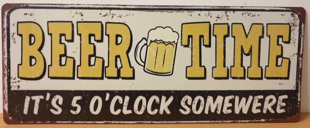 Beer time its 5 o clock bier reclamebord van metaal wanddeco