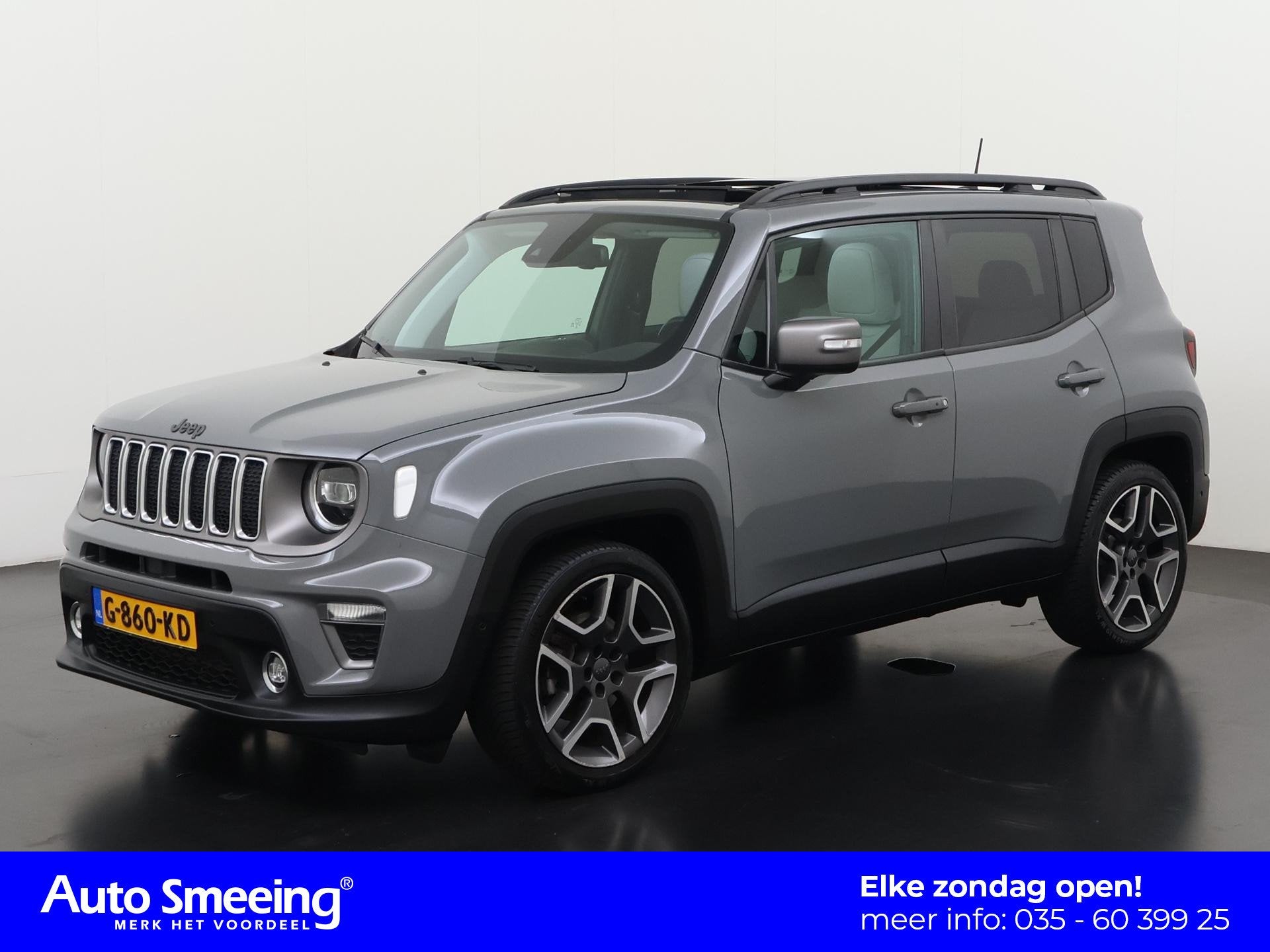 Jeep Renegade 1.3T Limited | Panoramadak | Leder | ACC | Cam, Auto's, Gebruikt, 4 cilinders, Bedrijf, 600 kg