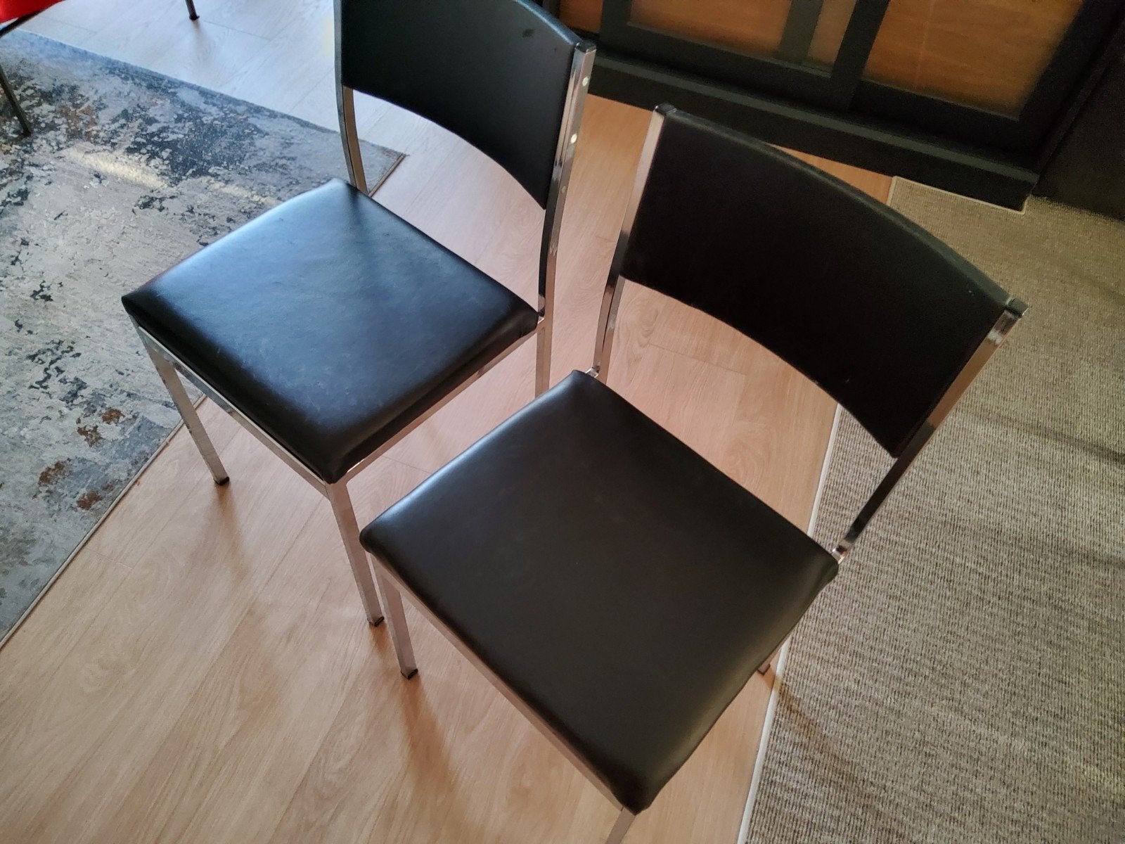 eethoekstoelen jaren 60, Gebruikt, Zwart, Ophalen of Verzenden, Metaal