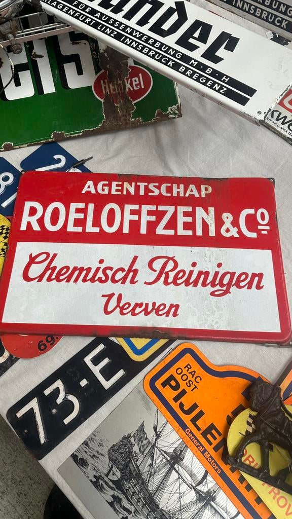 Emaille bord Roeloffzen & Co Chemische Reiniging Verven, Ophalen of Verzenden