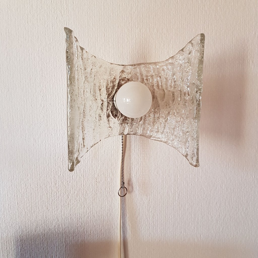 Antieke Kaiser Leuchten Ice Glass Wandlampen, Ophalen of Verzenden, Glas