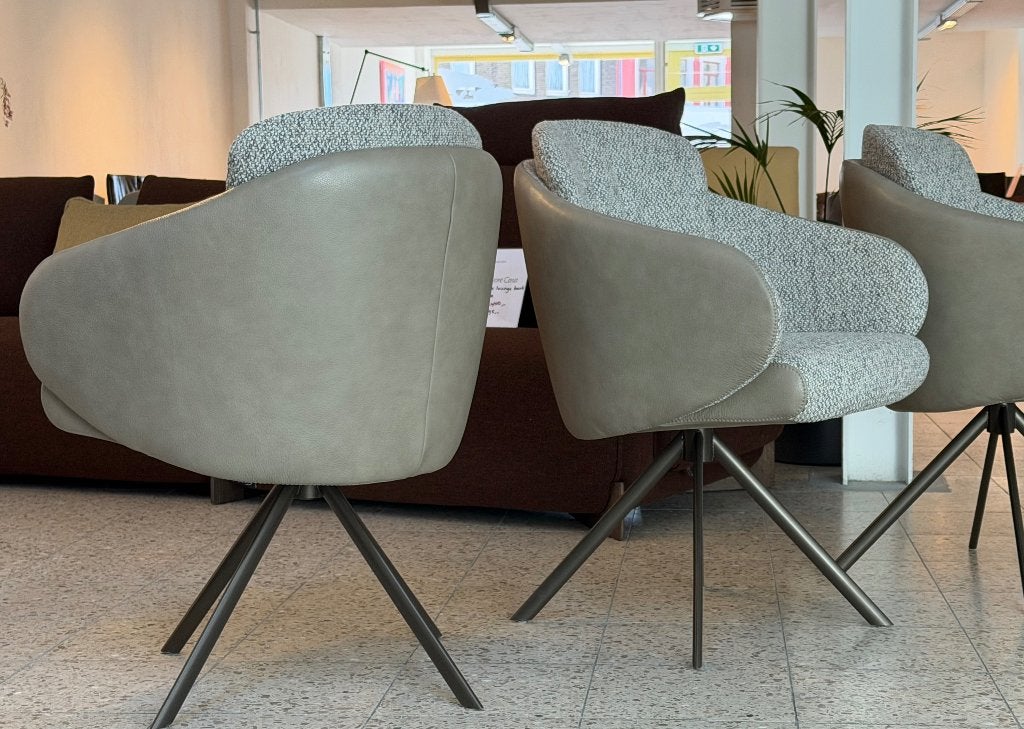 SALE 4 Gealux Rotonda (draai)stoelen NIEUW, Ophalen, Leer, Nieuw, Grijs