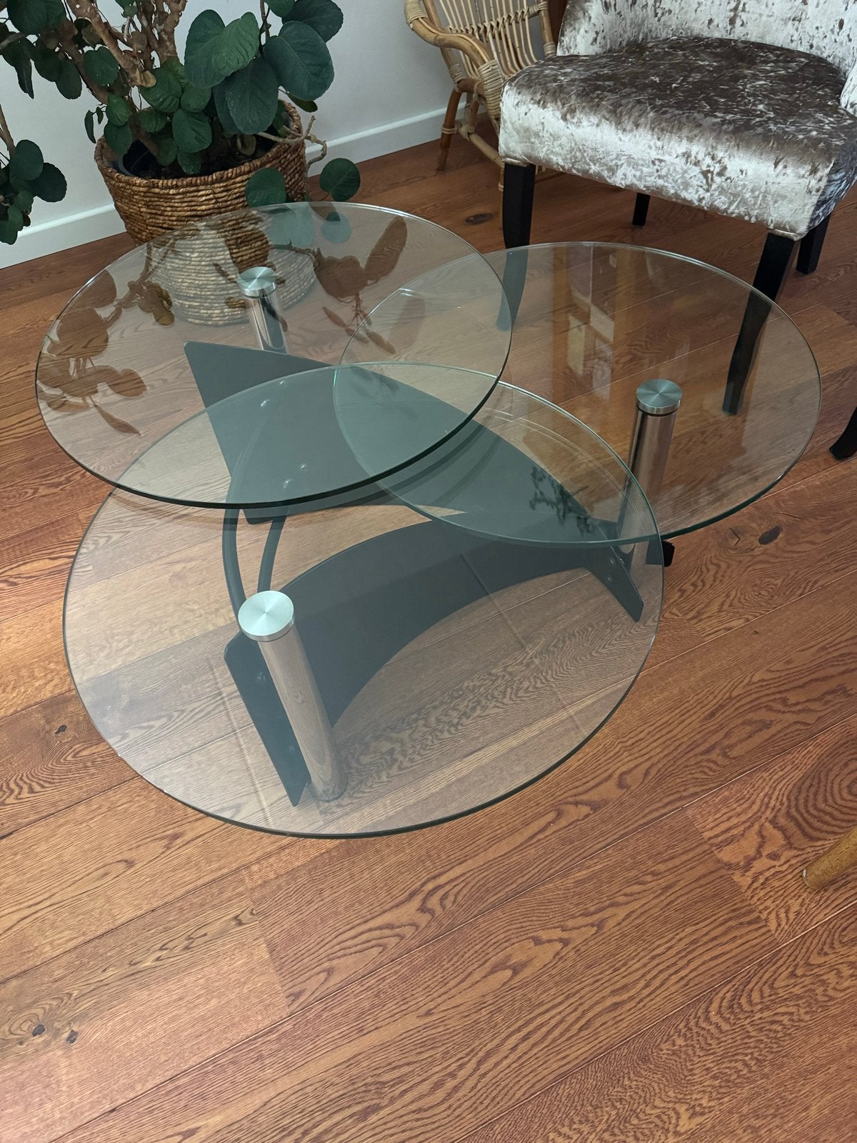 Glazen Salontafel met Draaibare Bladen, Ophalen, 100 tot 150 cm, Overige vormen, 5 – 50