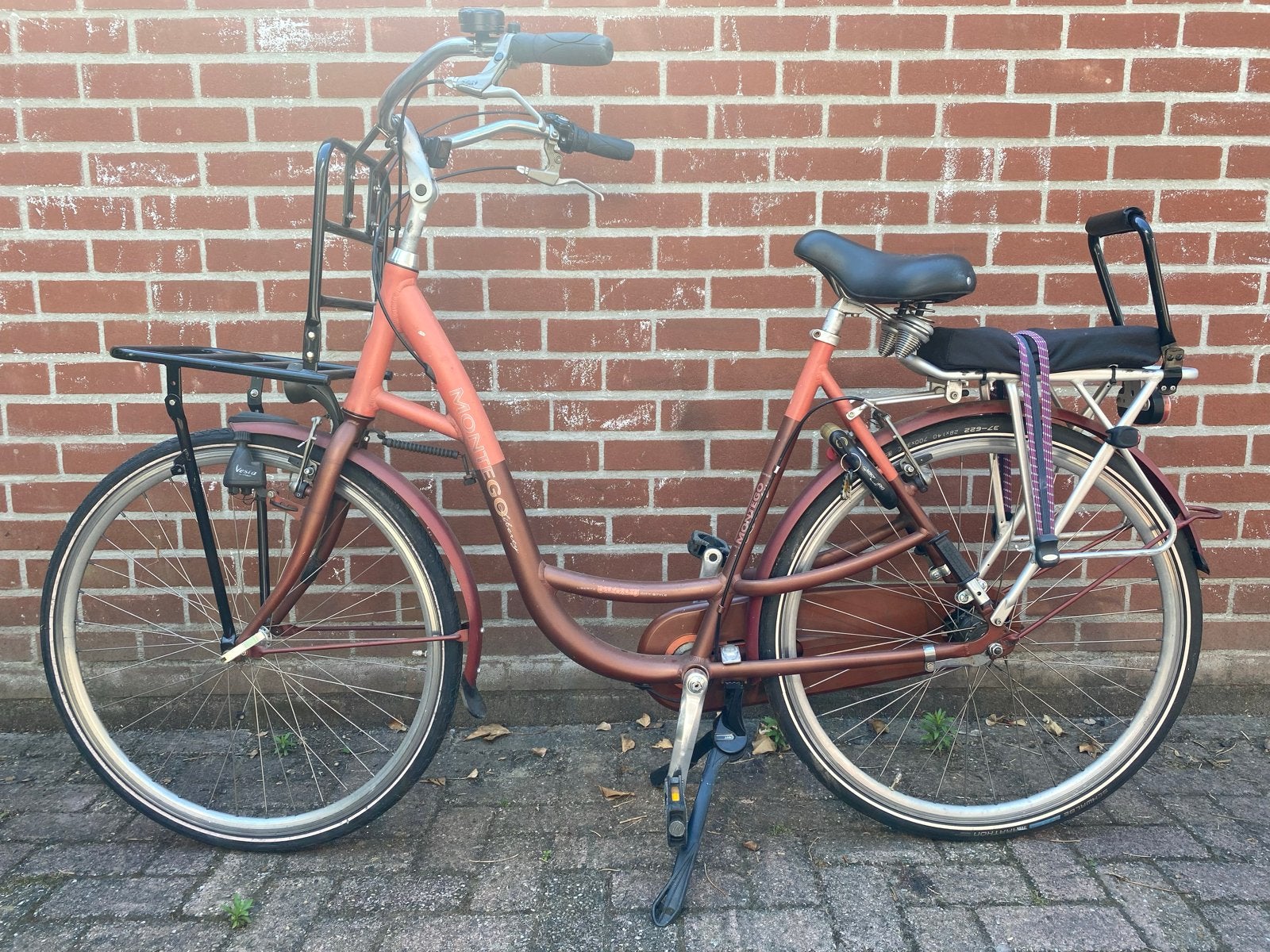 Montego Liberty Damesfiets met voordrager en kinderzitje, Fietsen en Brommers, Terugtraprem, Gebruikt, Versnellingen, 50 tot 53 cm