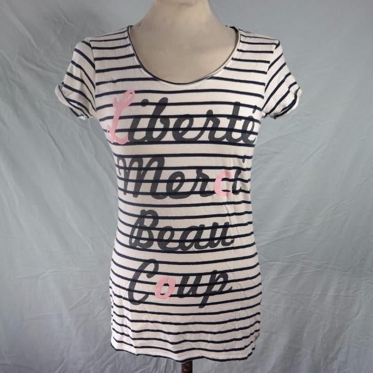 Mooi gestreept tshirt. Mt XS, Merk Bien Bleu, ., Wit, Ophalen of Verzenden, Zo goed als nieuw