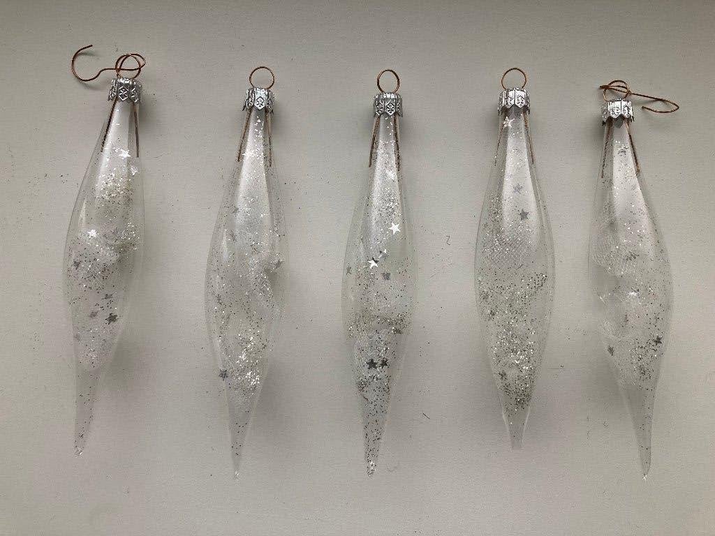 Vijf glazen kerstboomhangers/pegels, Diversen, Kerst, Ophalen of Verzenden