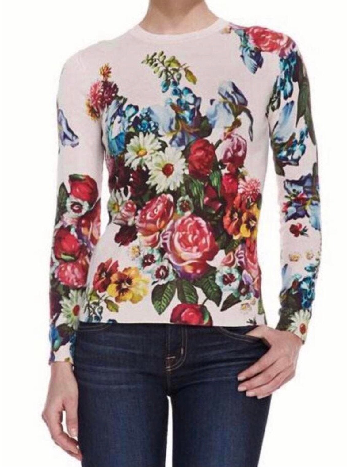 Ted Baker dungebreid zomertrui roze/bloemdessin Ted2=36/38, Verzenden, Nieuw, Maat 38/40 (M), Meerkleurig