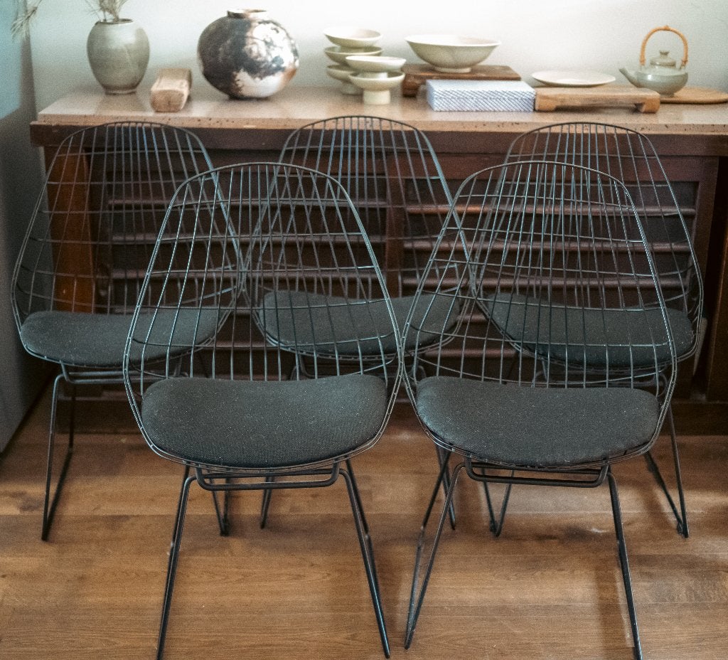 Set van 5 Pastoe SM05 draadstoelen – Cees Braakman (Zwart), Huis en Inrichting, Stoelen, Ophalen, Gebruikt, Zwart, Metaal