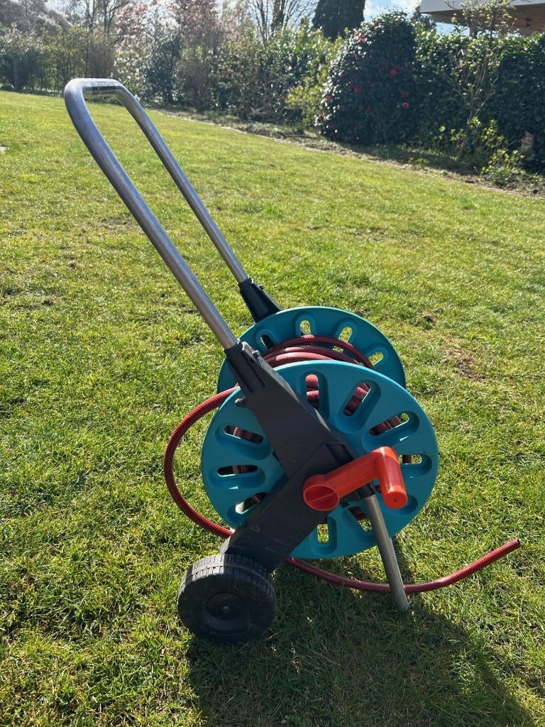 Tuinslang met haspel, 20 meter slang., Ophalen of Verzenden, Gebruikt, Tuinslanghaspel
