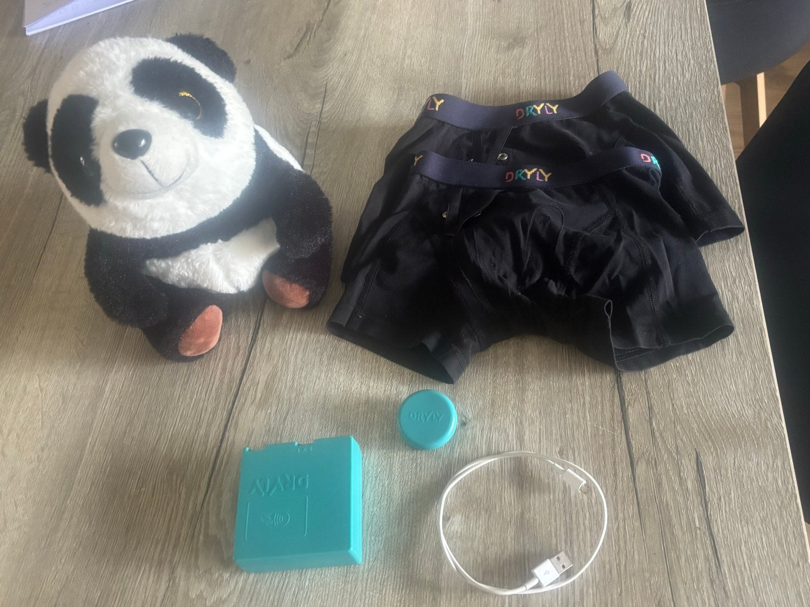 Dryly plaswekker; panda, ontvanger, zender en oplaadsnoer, Ophalen, Gebruikt
