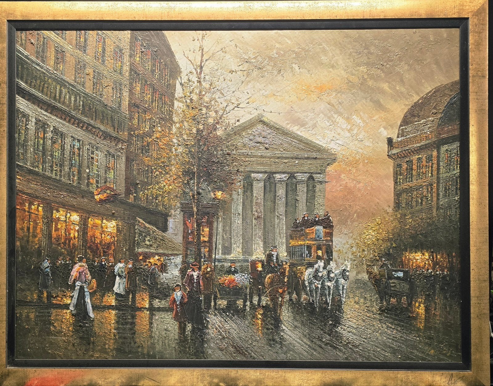 Olieverf Schilderijen Stadsgezicht - 134x104cm, Ophalen, Doek, Realistisch, Olieverf