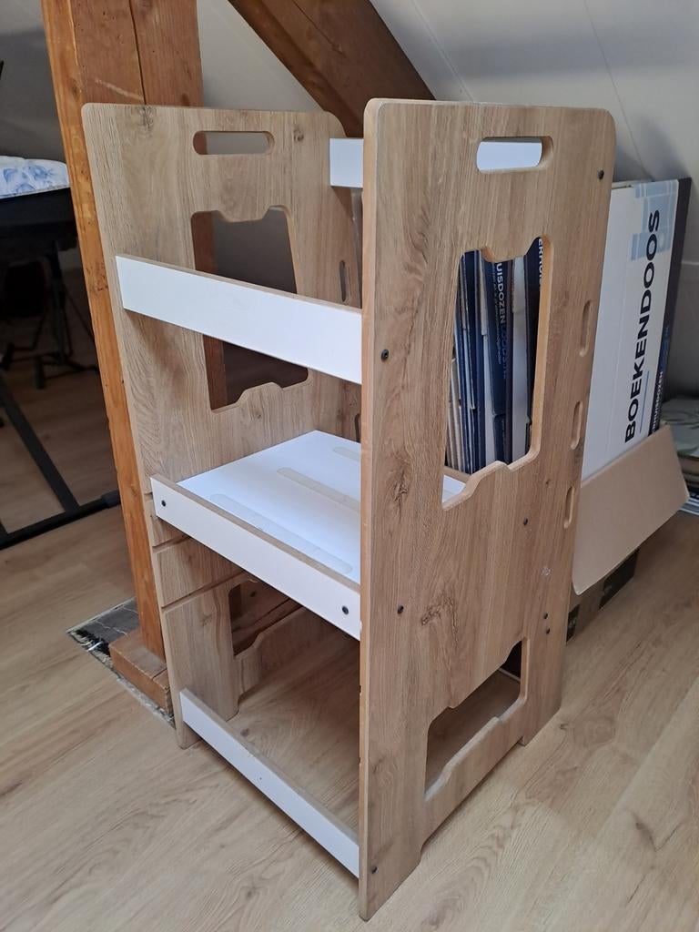 Montessori Naturel Learning Tower - Opstapje - keukentoren -, Ophalen of Verzenden, Zo goed als nieuw, Stoel