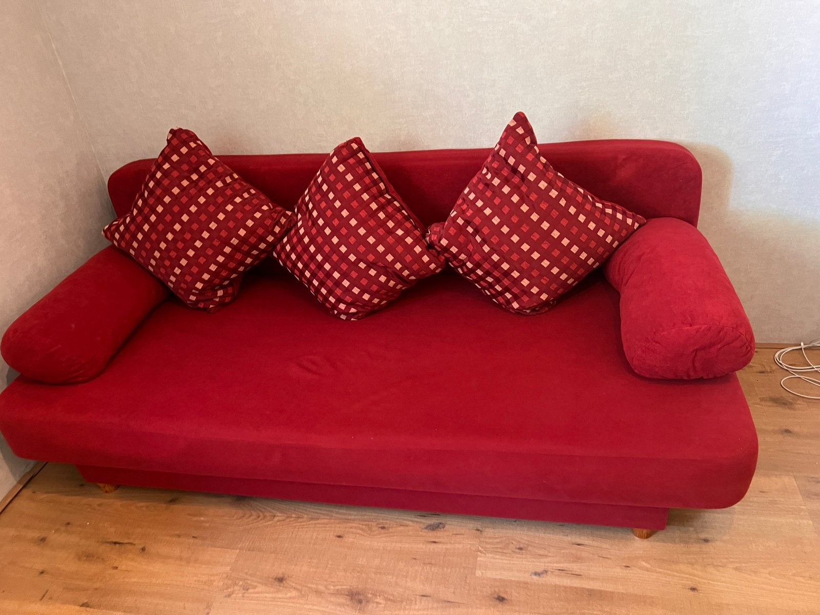 Rode Slaapbank met Opbergruimte - Comfortabel & Praktisch, Ophalen, 90 cm, Tweepersoons, 190 cm of minder