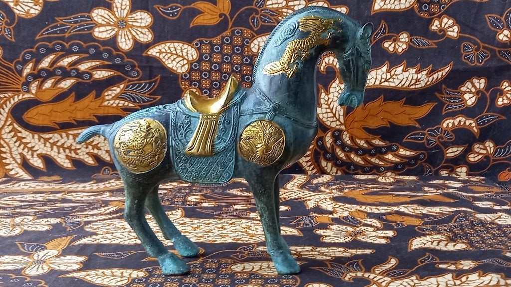 Prachtig oud antiek Chinees brons beeld van een paard 23 cm., Ophalen of Verzenden