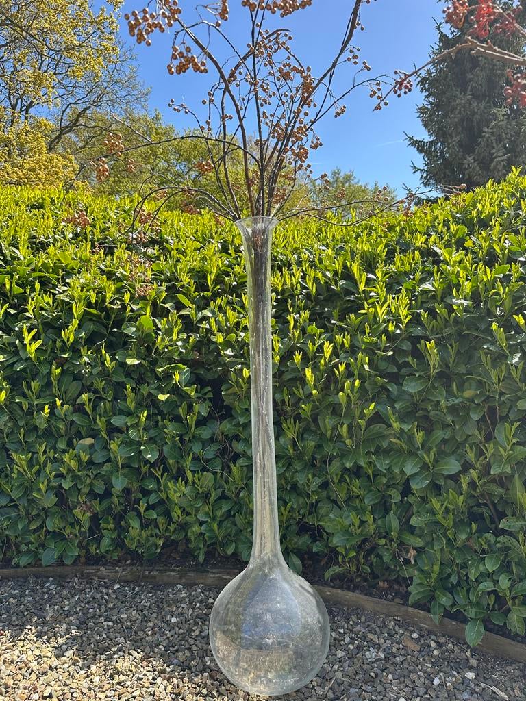 Dutz design lange glazen bol vaas 120 cm, Overige kleuren, Ophalen of Verzenden, 75 cm of meer, Glas