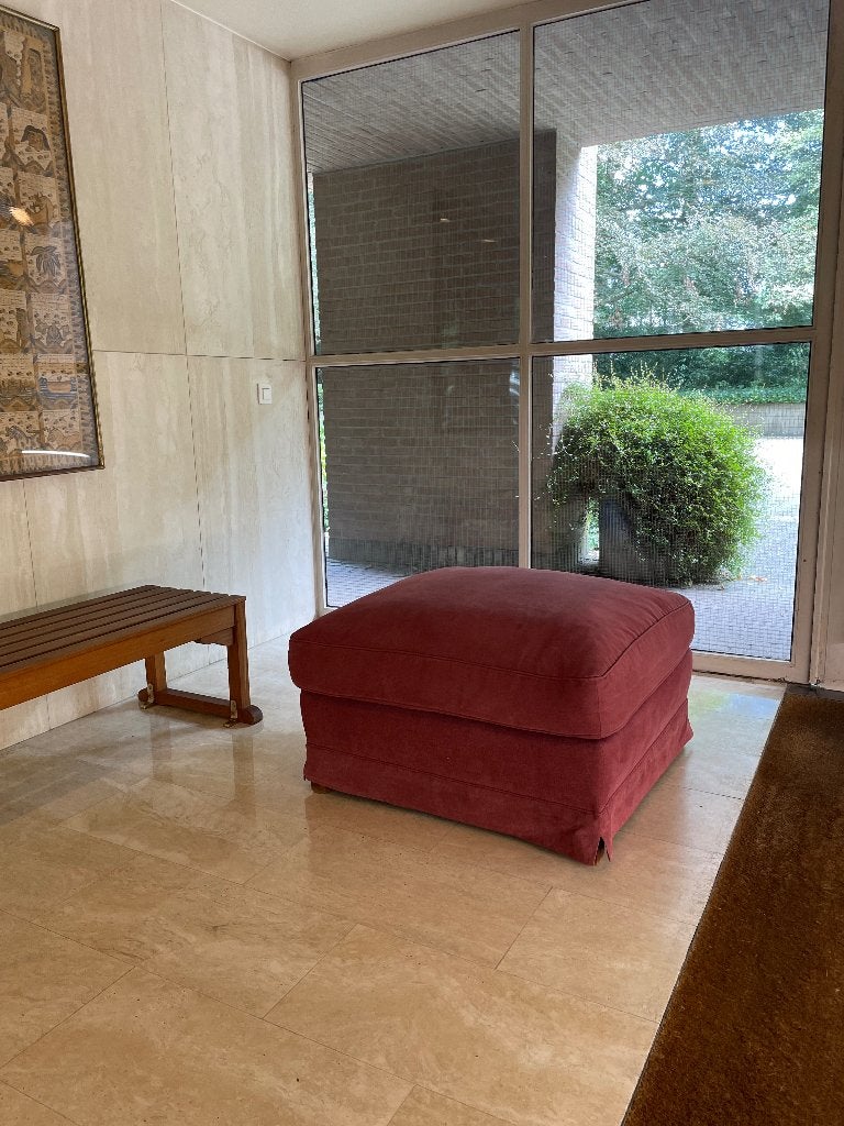 Sfeervolle, decoratieve hocker (poef), Ophalen, Gebruikt, Vierkant, 75 tot 100 cm