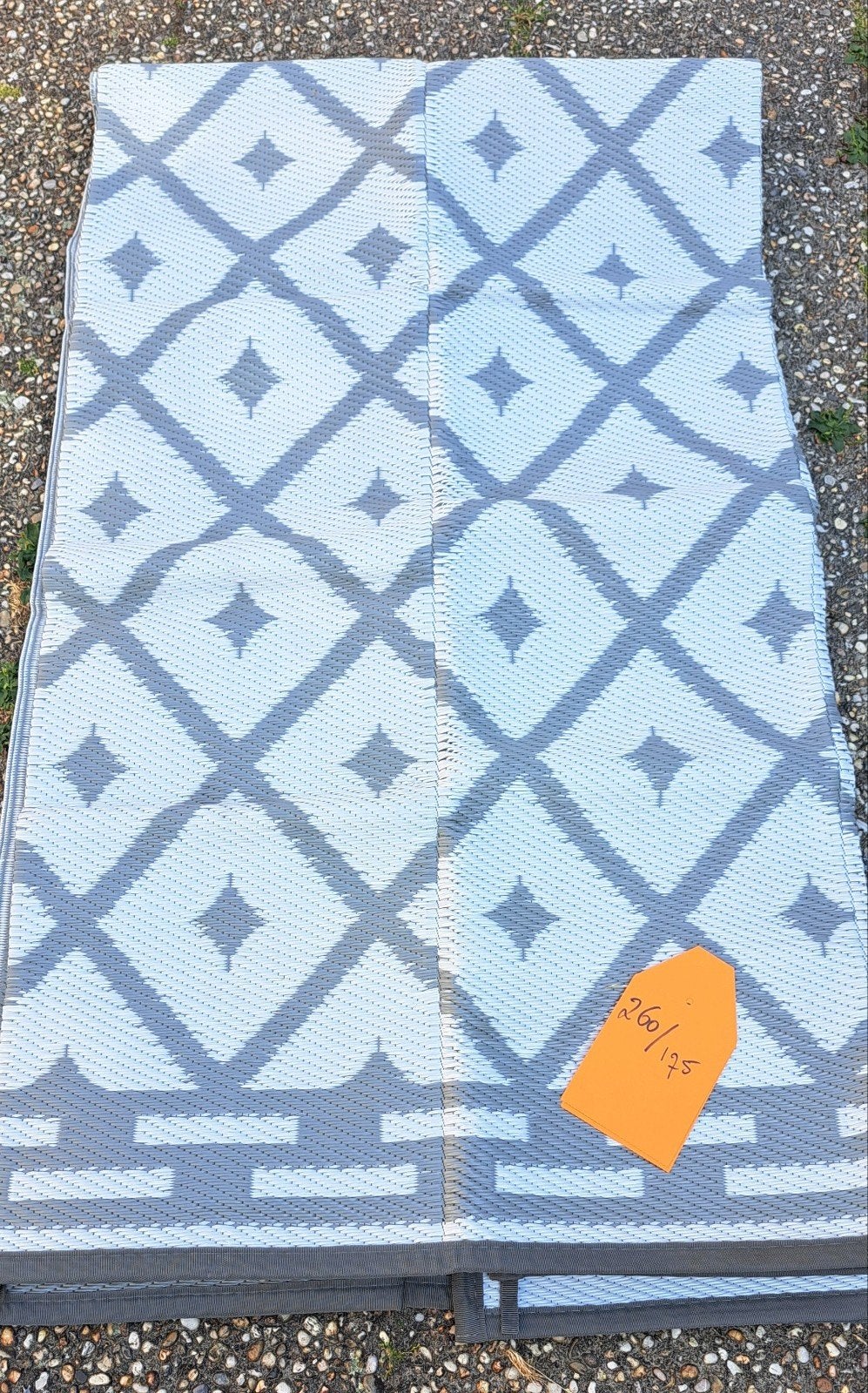 Buitenkleed Campingmat grijs/wit 260x175 cm, Gebruikt, Niet van toepassing, Niet van toepassing, Ophalen of Verzenden