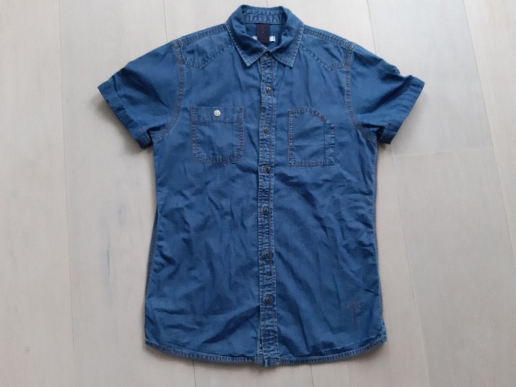 Revelation donkerblauw denim overhemd maat XS, Blauw, Halswijdte 38 (S) of kleiner, Ophalen of Verzenden, Zo goed als nieuw