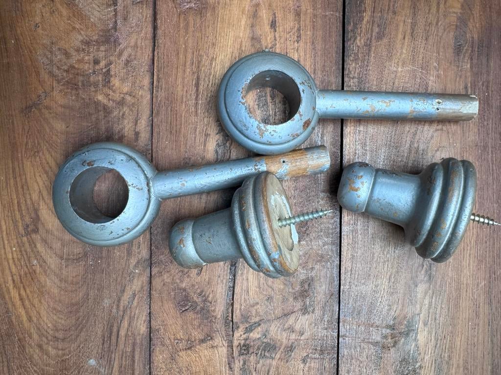2x Vintage houten gordijnroede steunen, Ophalen of Verzenden, Nieuw