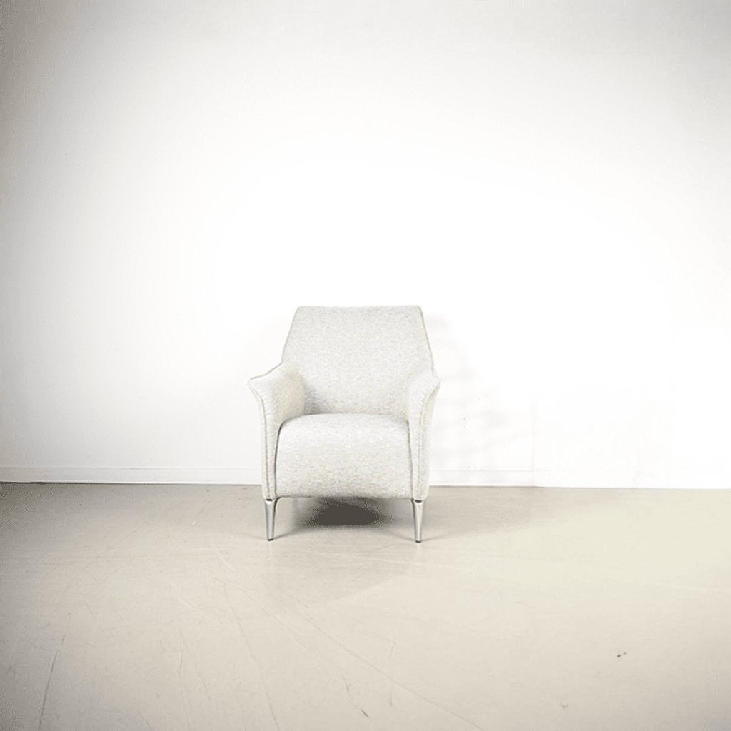 Leolux Mayuro Fauteuil Grijs Stof - Chroom, Niet ingevuld, Zo goed als nieuw, Niet ingevuld, Niet ingevuld
