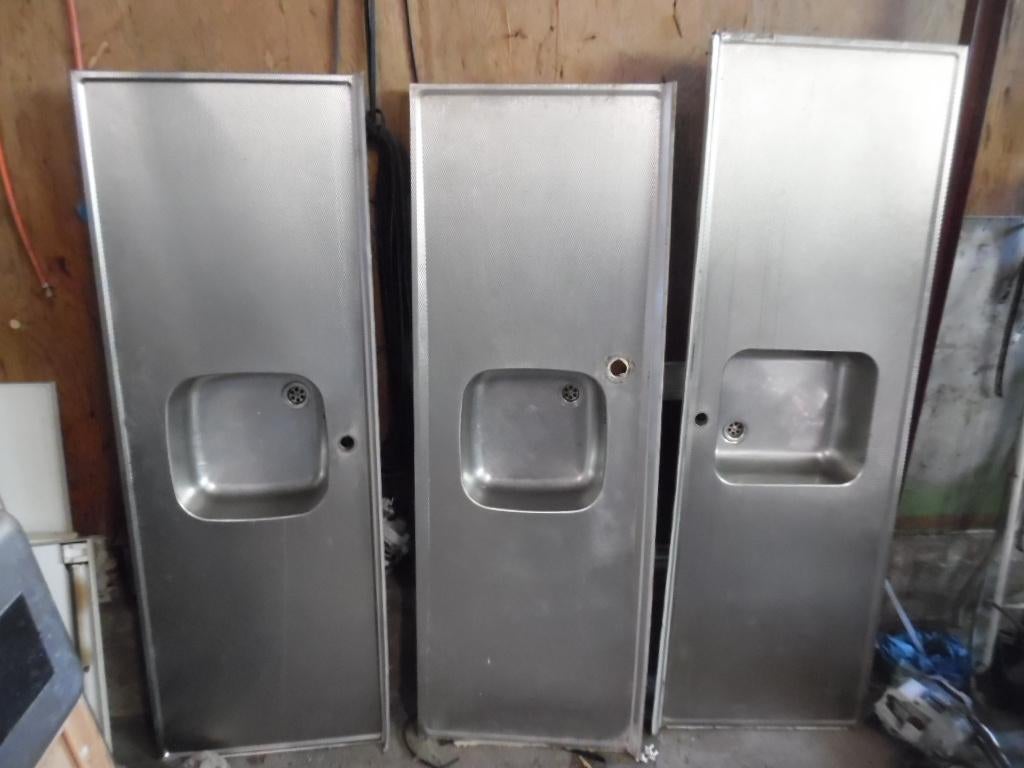 Rvs aanrechtblad met houten frame en afvoer diverse maten, Ophalen, Gebruikt, 150 tot 200 cm, Minder dan 100 cm