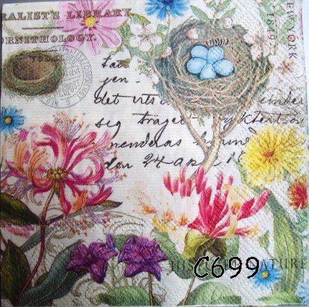 Servetten decoupage/bullet journal * bloemen C699, Verzenden, Nieuw