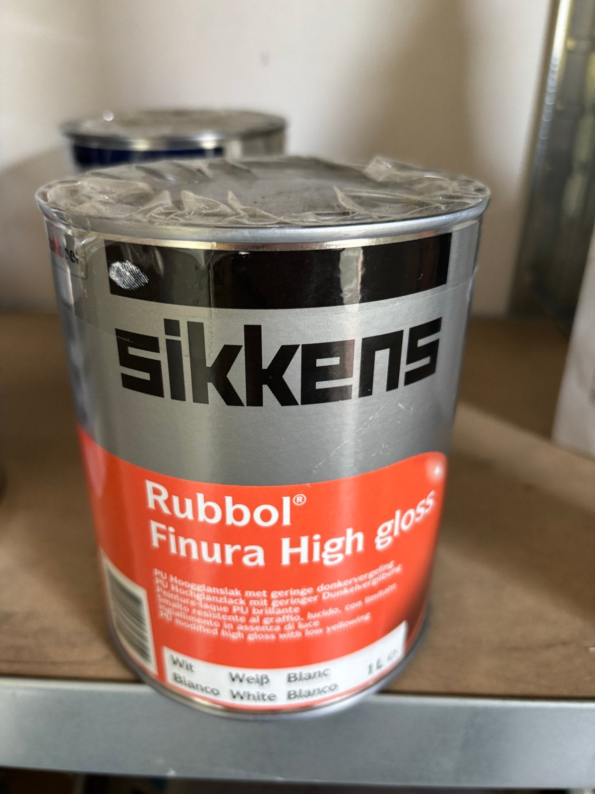 Sikkens Rubbol Finura High Gloss Lakverf Wit 1L, Wit, Nieuw, Ophalen of Verzenden, Lak