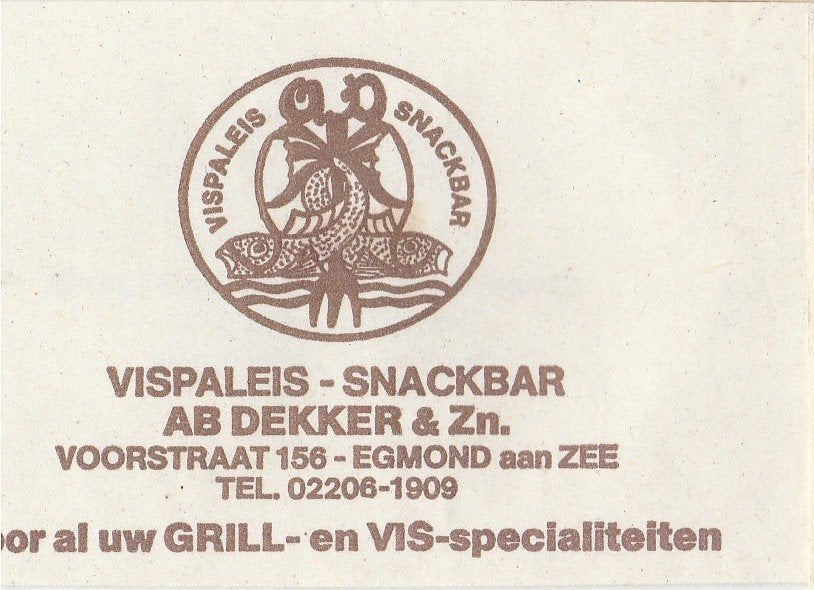 vispaleis snackbar Ab Dekker Voorstraat Egmond aan Zee, Ophalen of Verzenden