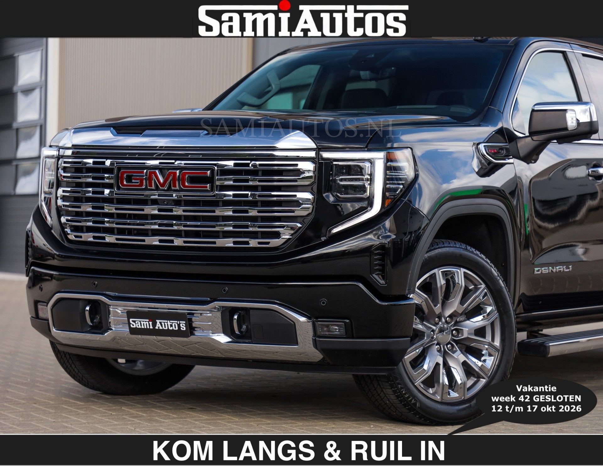 GMC Sierra DENALI 6.2 V8 426PK €79950,- excl | Full Option, Dealer onderhouden, Met garantie (alle), 426 pk, Zwart