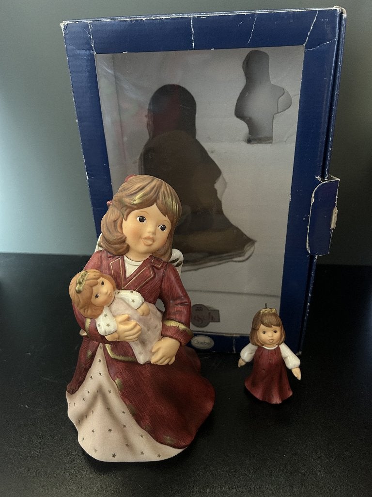 Goebel kerst engel met kleine engel voor in de boom, Ophalen of Verzenden, Gebruikt