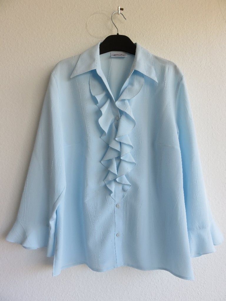 Erfo Jeunesse lichtblauwe chique nette blouse met ruches 38, Maat 38/40 (M), Blauw, Erfo, Ophalen of Verzenden