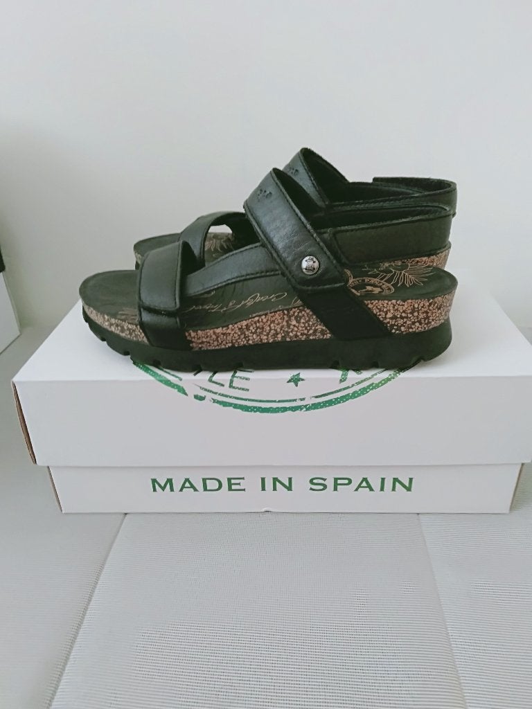 Sandalen leer Panama Jack mt 36, Zwart, Zo goed als nieuw, Panama Jack, Sandalen of Muiltjes