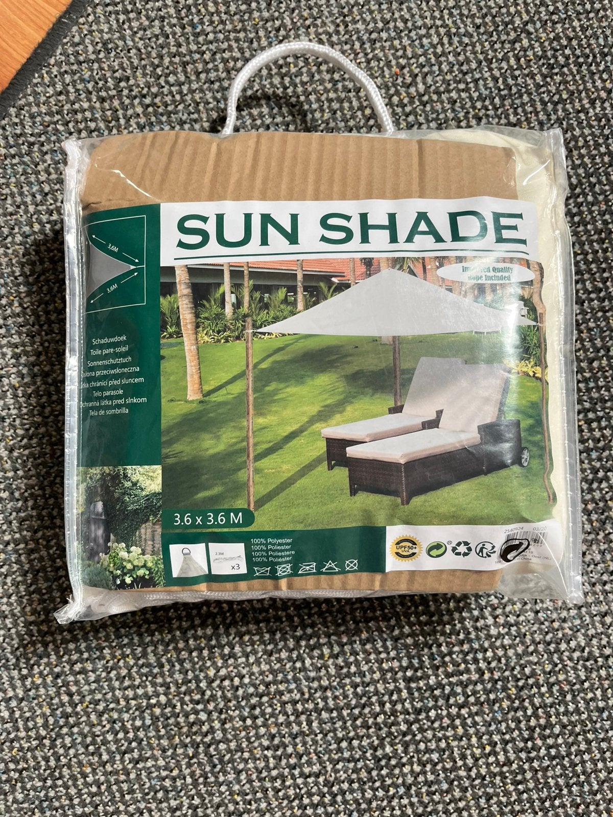2 Schaduwdoeken nieuw 360x360 en 500x500, Tuin en Terras, Ophalen of Verzenden, Zo goed als nieuw