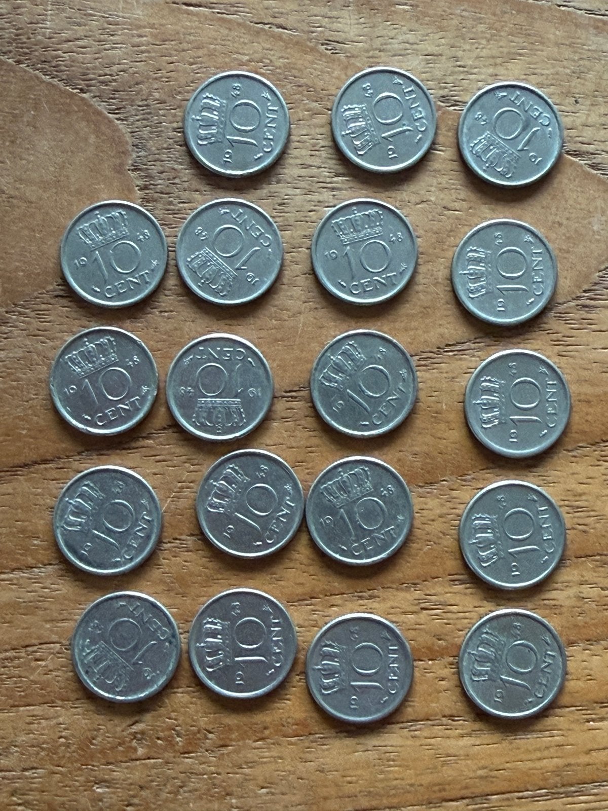 19 x 10 cent munten Koningin Wilhelmina 1948, Ophalen of Verzenden, Koningin Wilhelmina, 10 cent, Losse munt