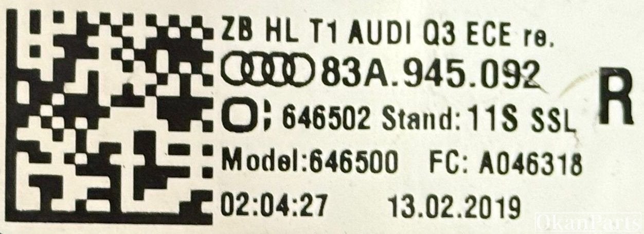 Audi Q3 83A F3 LED rechter achterlicht rechts 83A945092, Ophalen of Verzenden, Gebruikt
