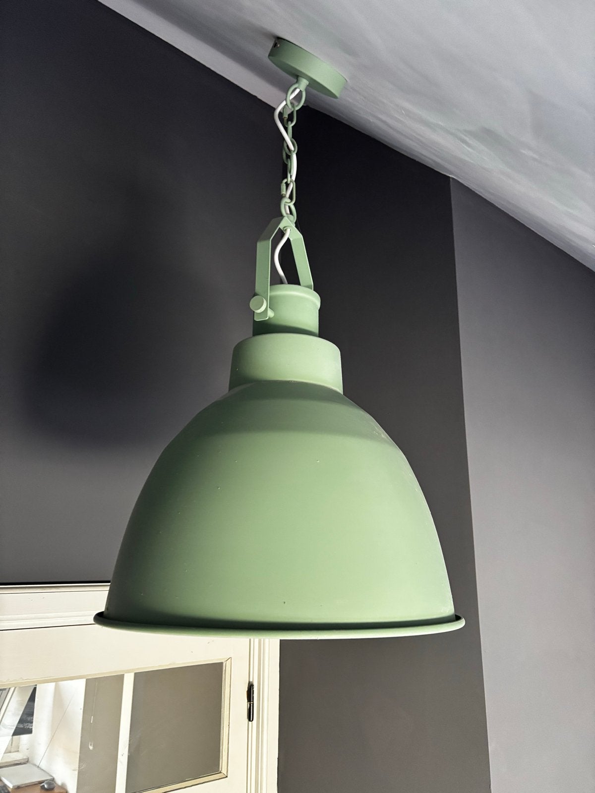 Industriële hanglamp - Groen, Ophalen, Zo goed als nieuw, Metaal, E27 (groot)