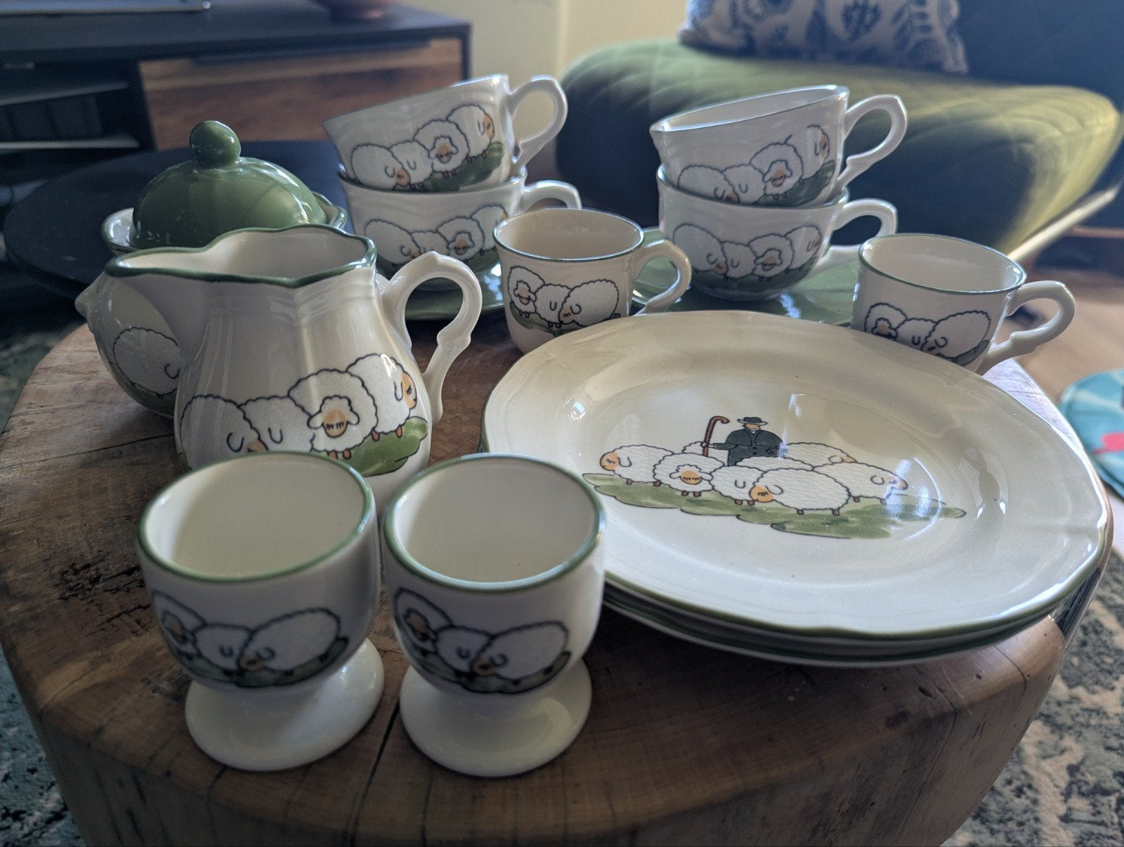 Vintage Zeller Fayencerie Servies - 14 Delen Schaapjes, Ophalen of Verzenden