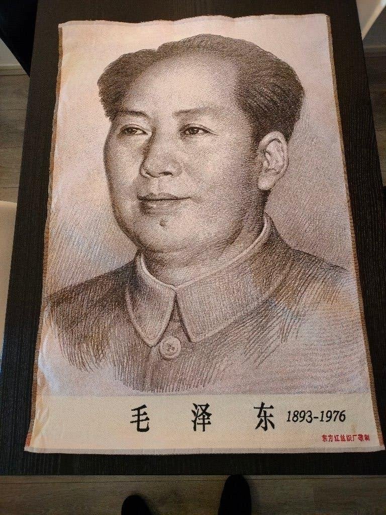 China Mao Zedong Wandkleed Kunstzijde 90x60 cm, Verzamelen, Ophalen of Verzenden, Landmacht, Nederland