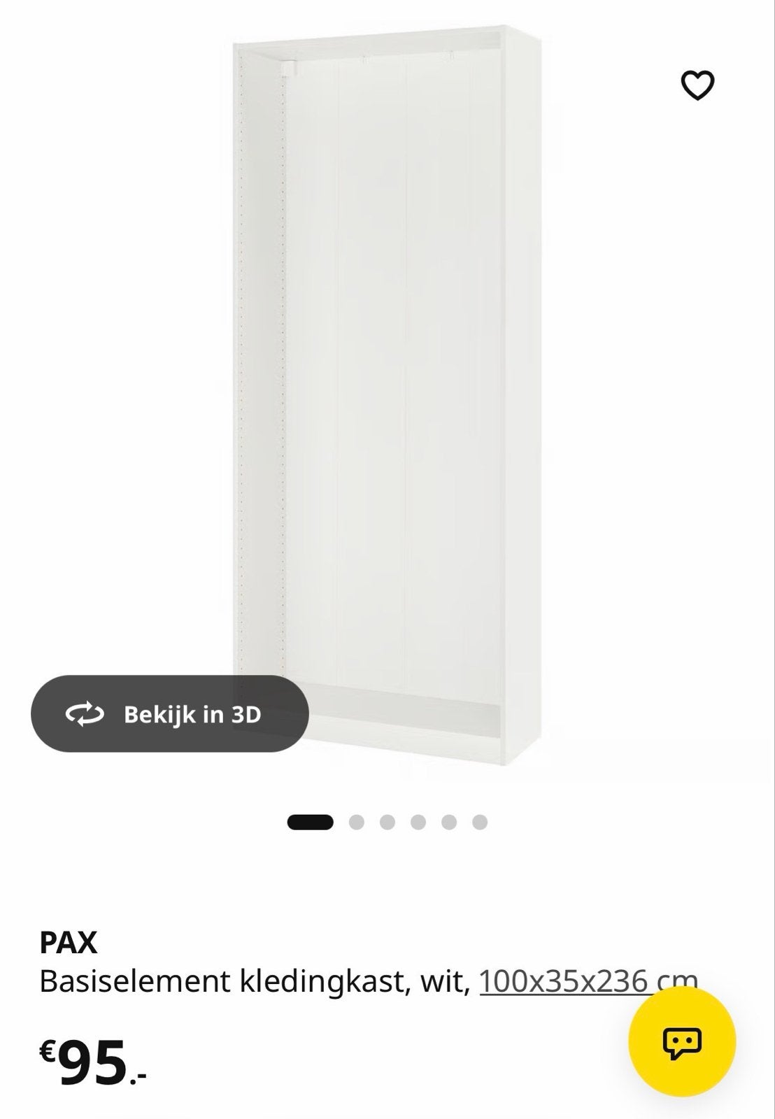 Witte PAX kast, Ophalen, 200 cm of meer, 50 tot 100 cm, Zo goed als nieuw
