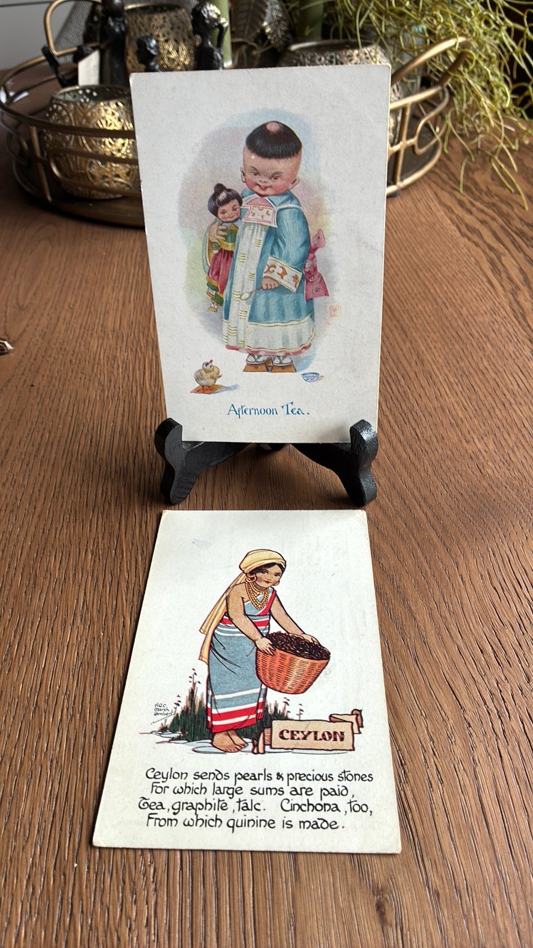 Afternoon tea en Ceylon tea.Meisje met pop, met mand bonen, Ophalen of Verzenden, Voor 1920, Kinderen
