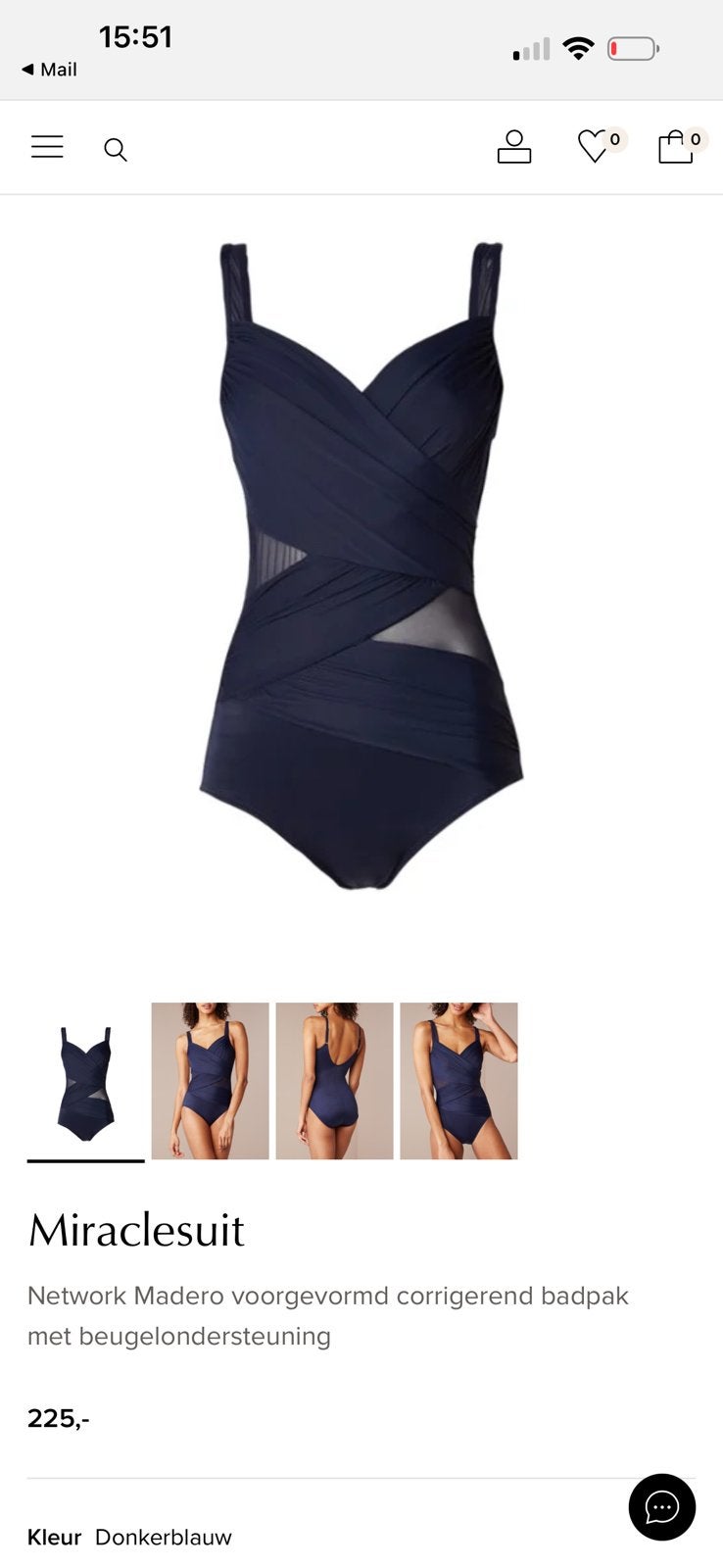Corrigerend badpak miraclesuit bijenkorf zwart en  blauw, Ophalen of Verzenden, Zo goed als nieuw, Zwart, Badpak