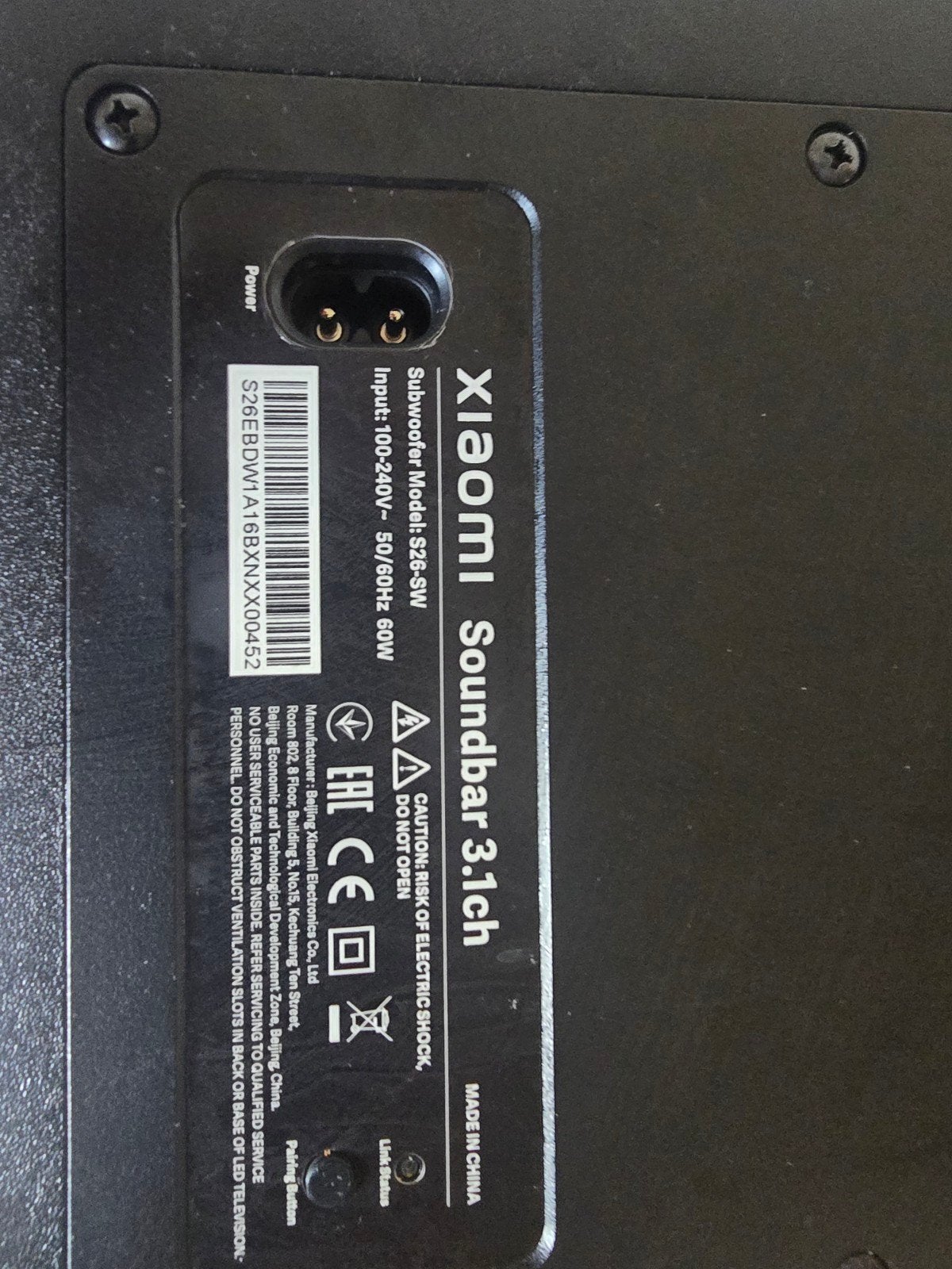 XIAOMI SOUNDBAR 3.1CH S26 SW - Soundbar and subwoofer combo, Ophalen, Bluetooth, Gebruikt