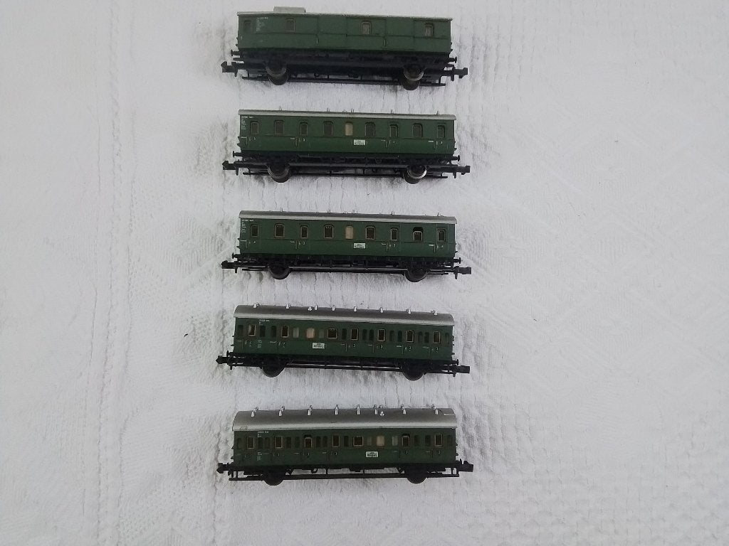 Minitrix Spur N Set von 5 Abteilwaggons, Gebruikt, Gelijkstroom, Verzenden, Trix