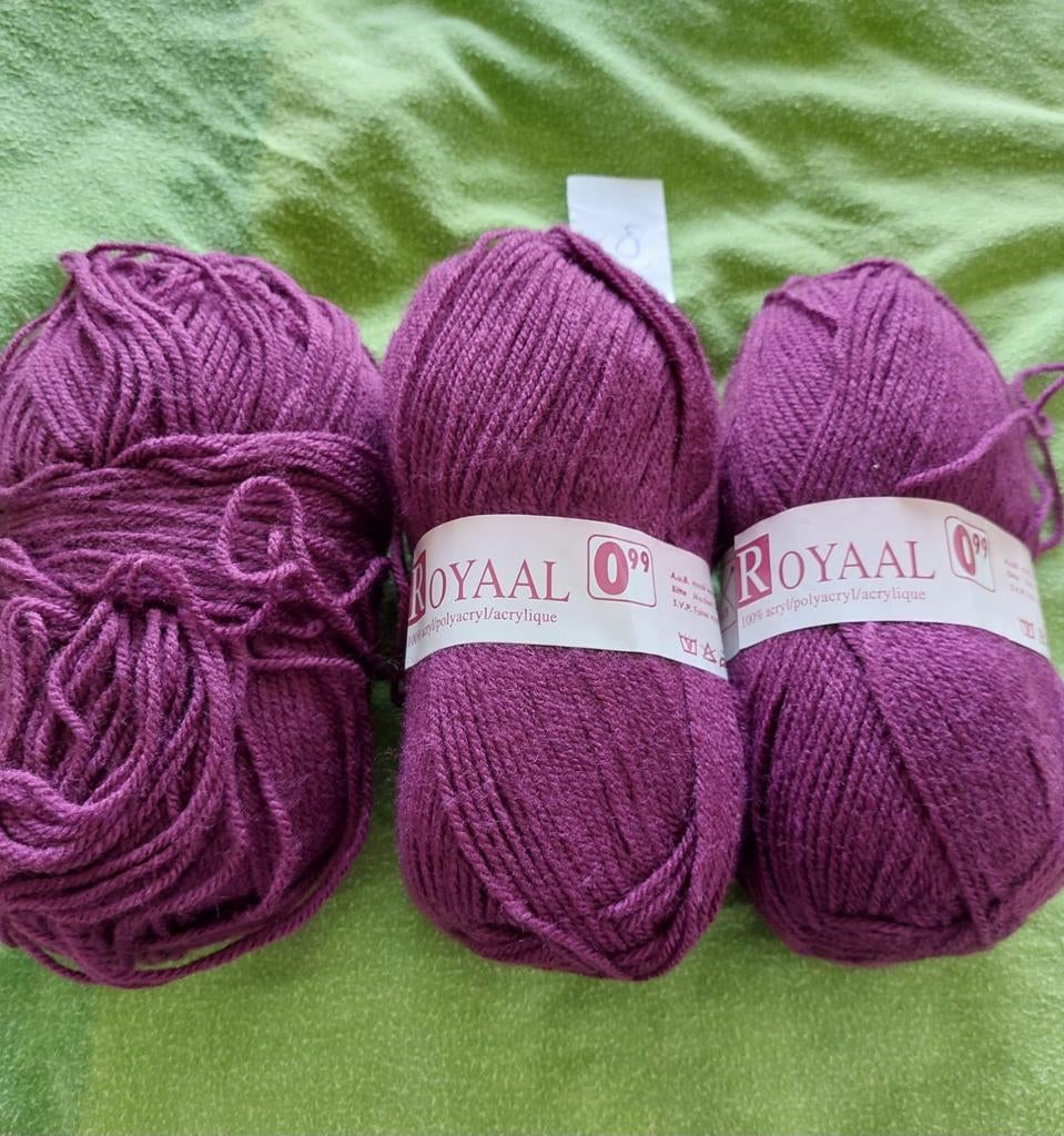 3 bollen wol paars (Royal), Ophalen of Verzenden, Nieuw, Breien of Haken, Wol of Garen