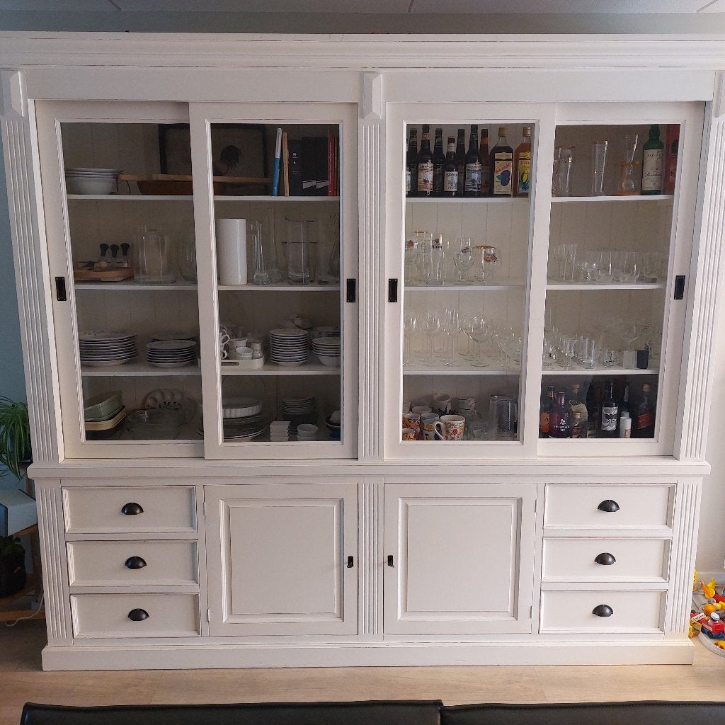 Mooie Rustieke Buffetkast / Vitrinekast, Huis en Inrichting, Kasten | Buffetkasten, Ophalen, Gebruikt, Met deur(en), 200 cm of meer