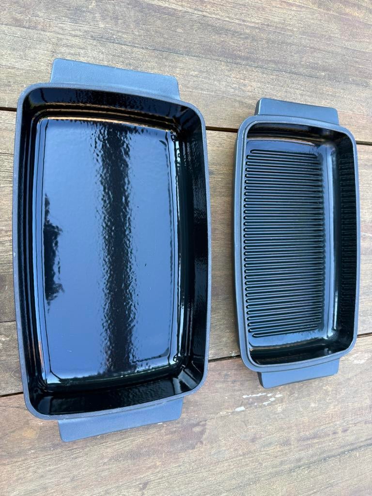 Boretti Solido Gietijzeren Grillpan en Ovenschaal Set, Huis en Inrichting, Ophalen, Zo goed als nieuw, Gietijzer, Overige typen