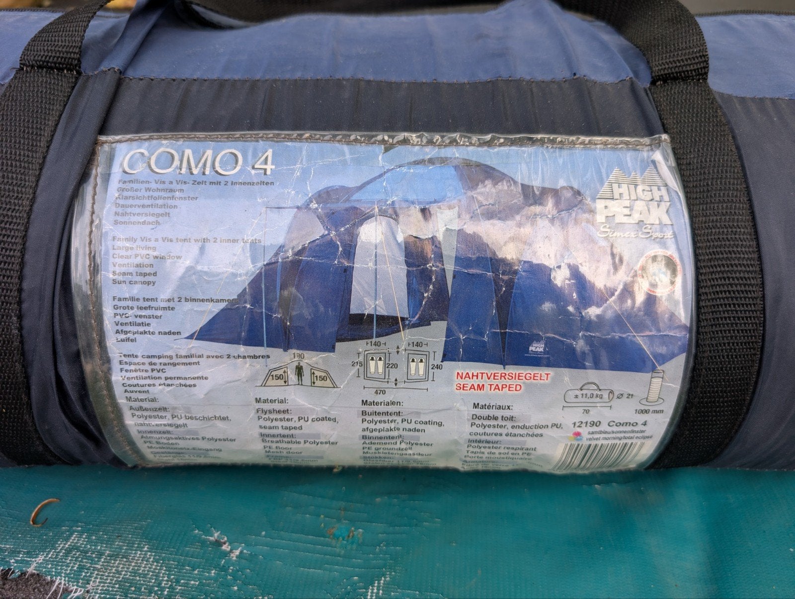 High Peak Como 4 familietent - 4 persoons, Caravans en Kamperen, Tenten, Ophalen, Gebruikt, Tot en met 4